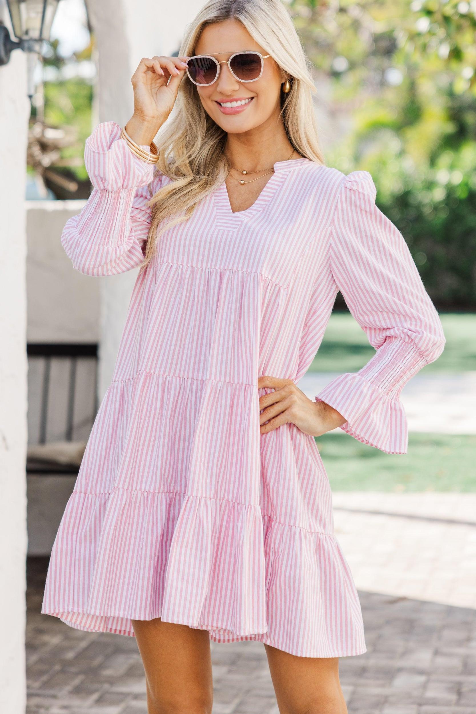 In Your Happy Place Striped Pink Striped Dress Female Product Image