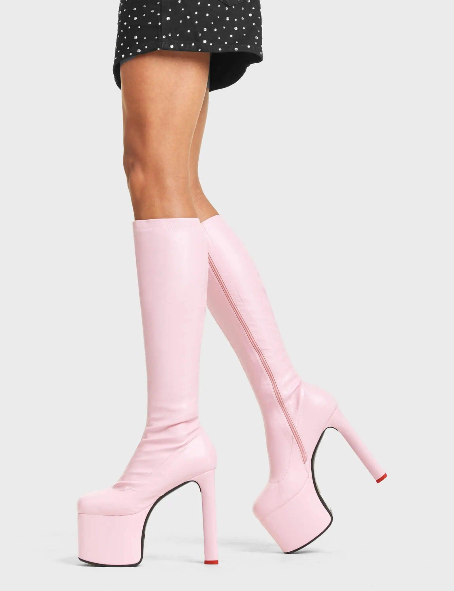 Rockstar Girlfriend Platform Knee High Boots Product Image