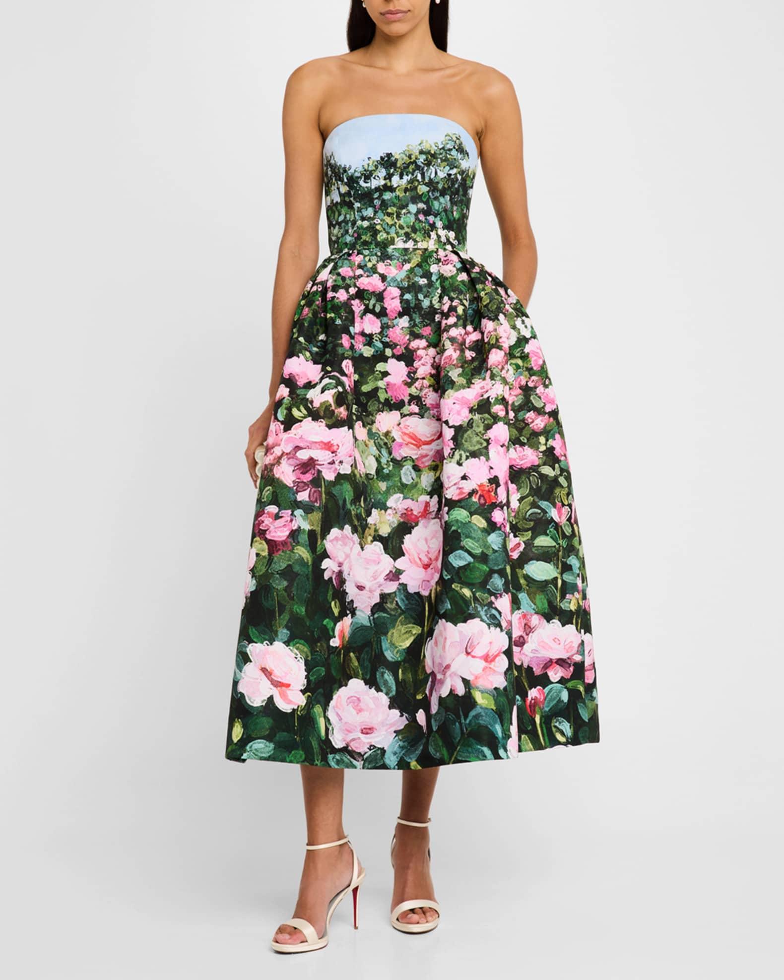 Strapless Painted Bellflower Faille Gown Product Image