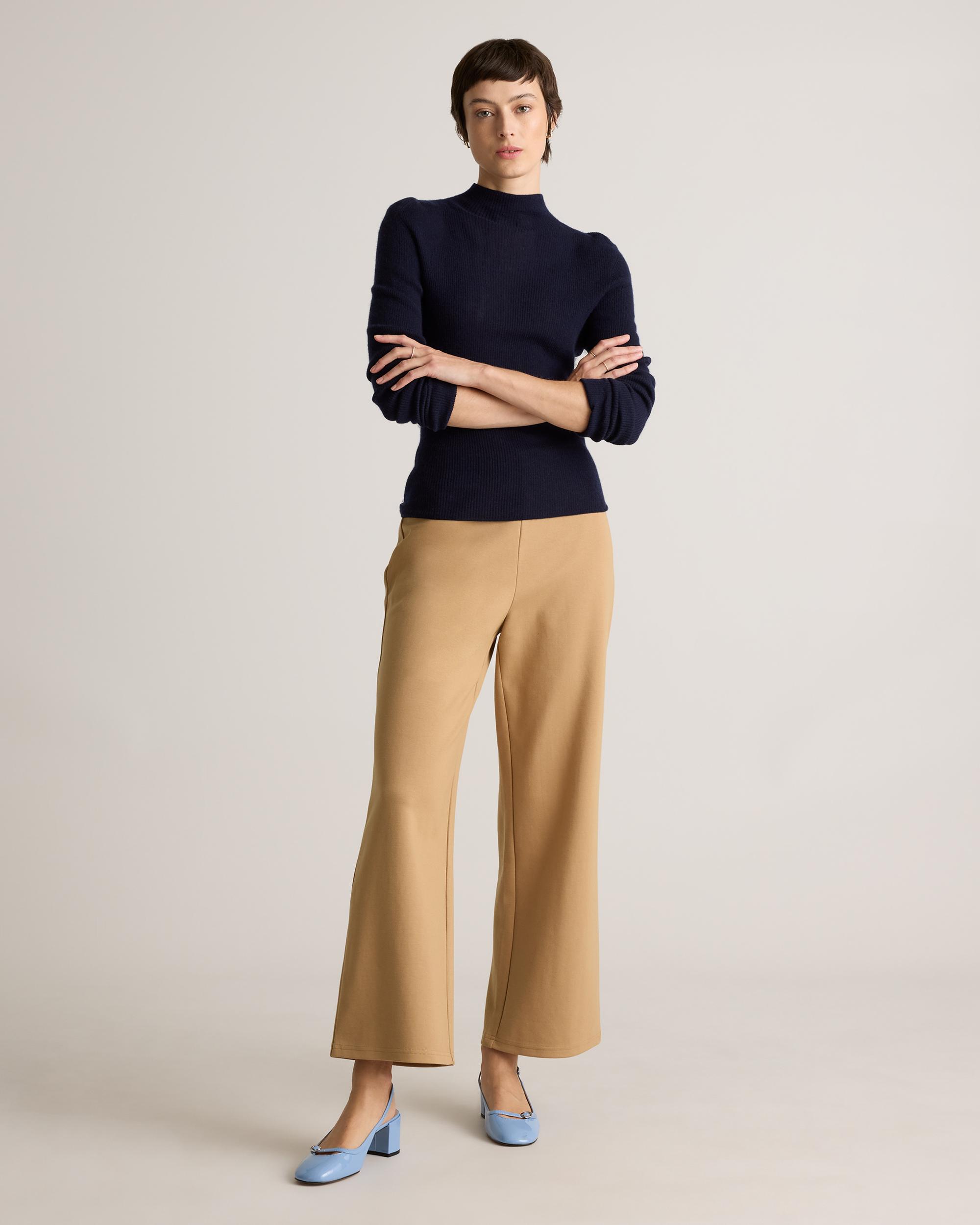 Quince | Women's Double Knit Wide Leg Pants Size XS, Organic Cotton Product Image