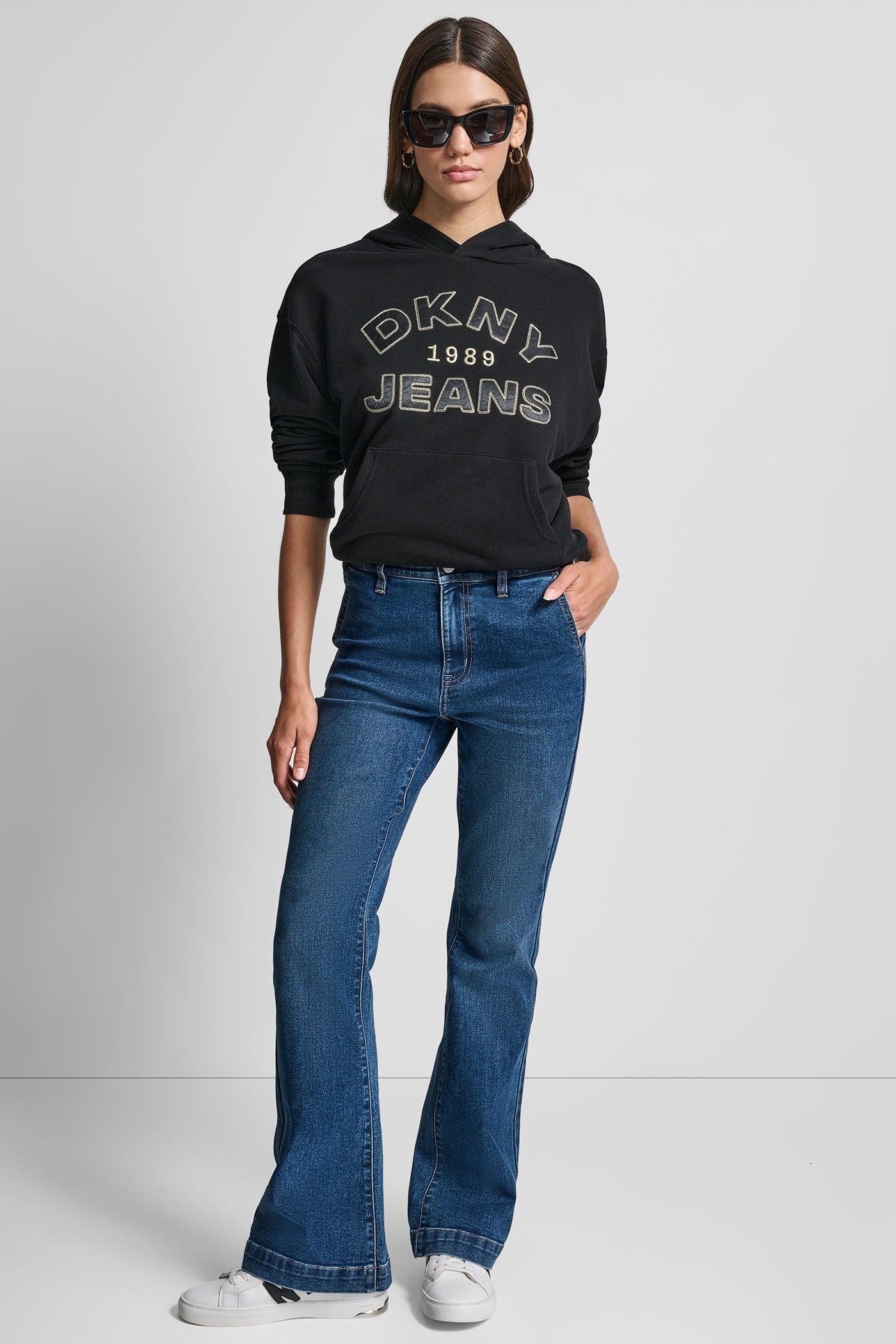 DKNY JEANS SATIN APPLIQUE CHAINSTITCH LOGO SWEATSHIRT Product Image