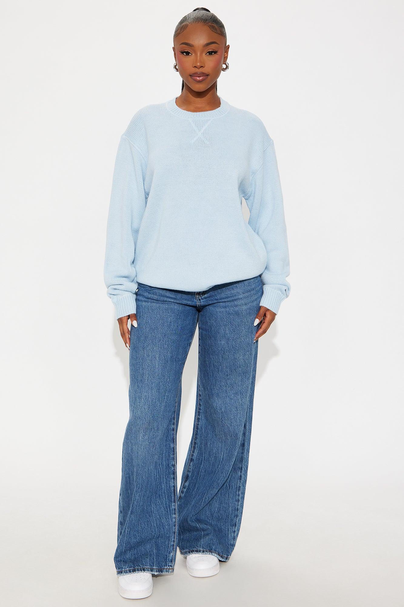 The Cozy Days Pullover Sweater - Ice Blue Female Product Image