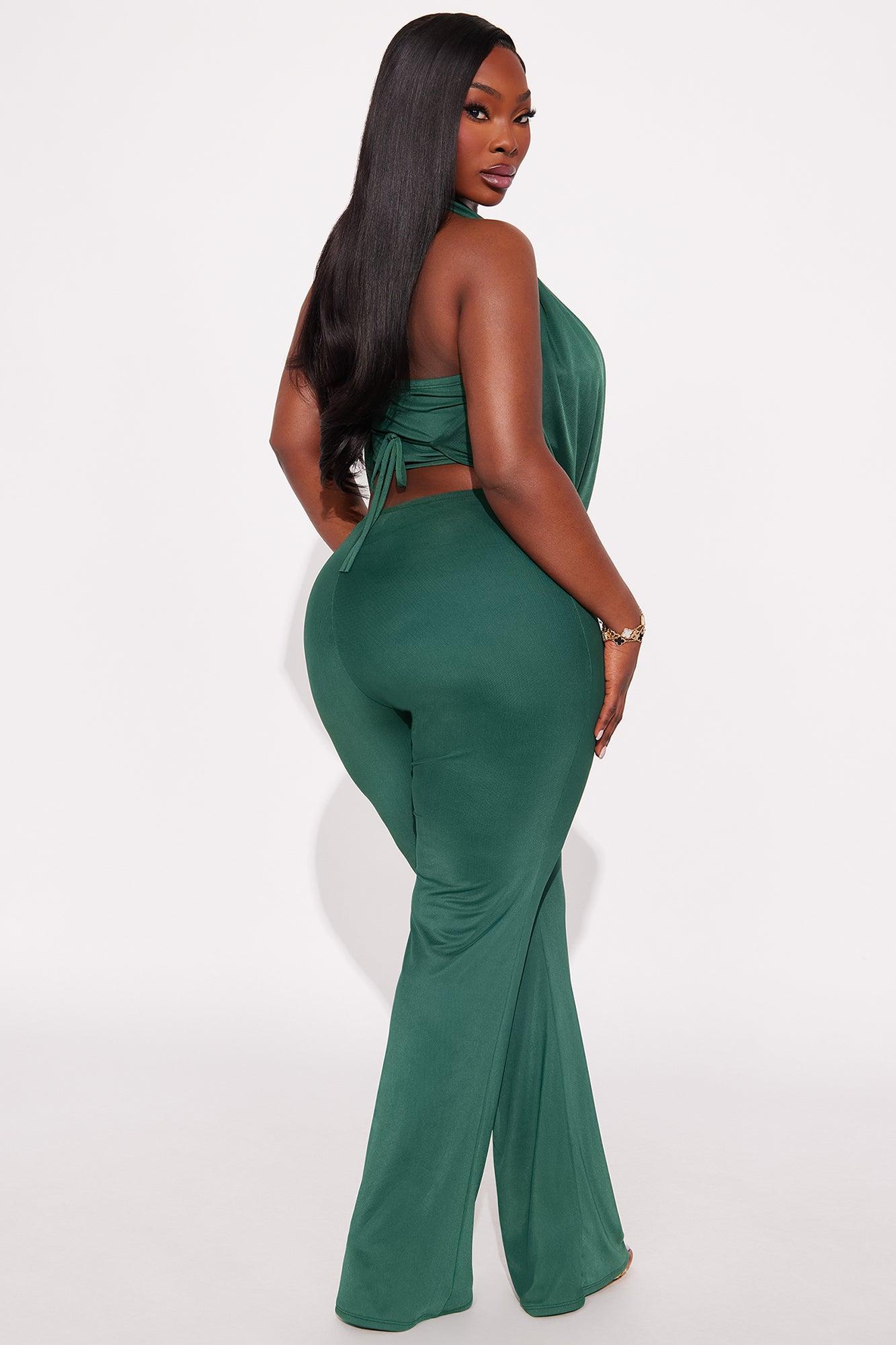 Stolen Glances Mesh Halter Jumpsuit - Hunter Female Product Image