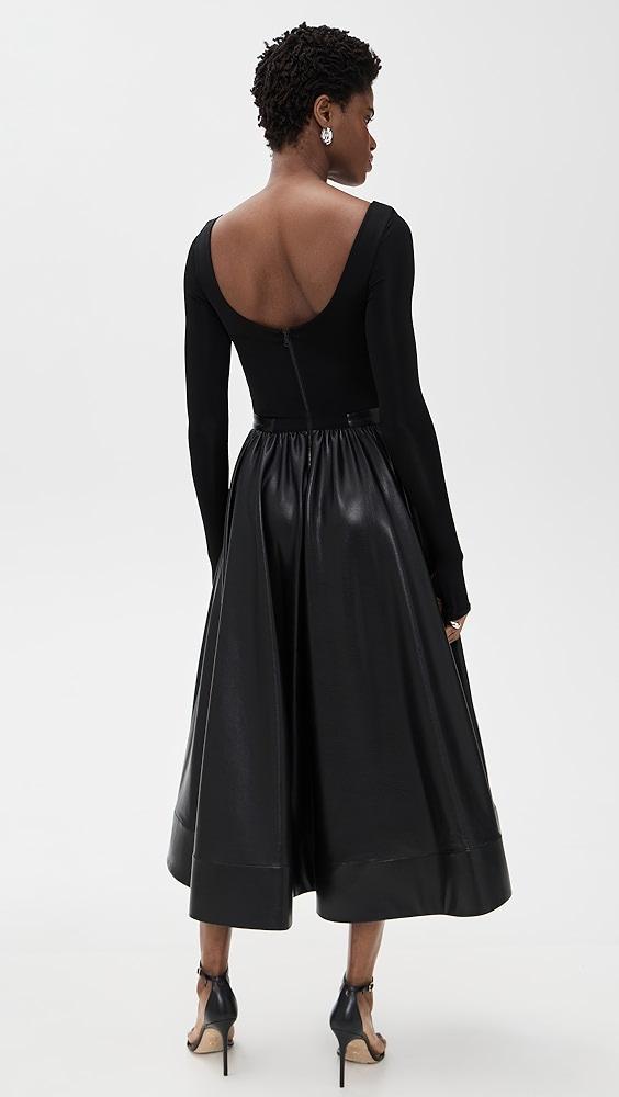alice + olivia Chara Vegan Leather Scoop Neck Midi Dress | Shopbop Product Image