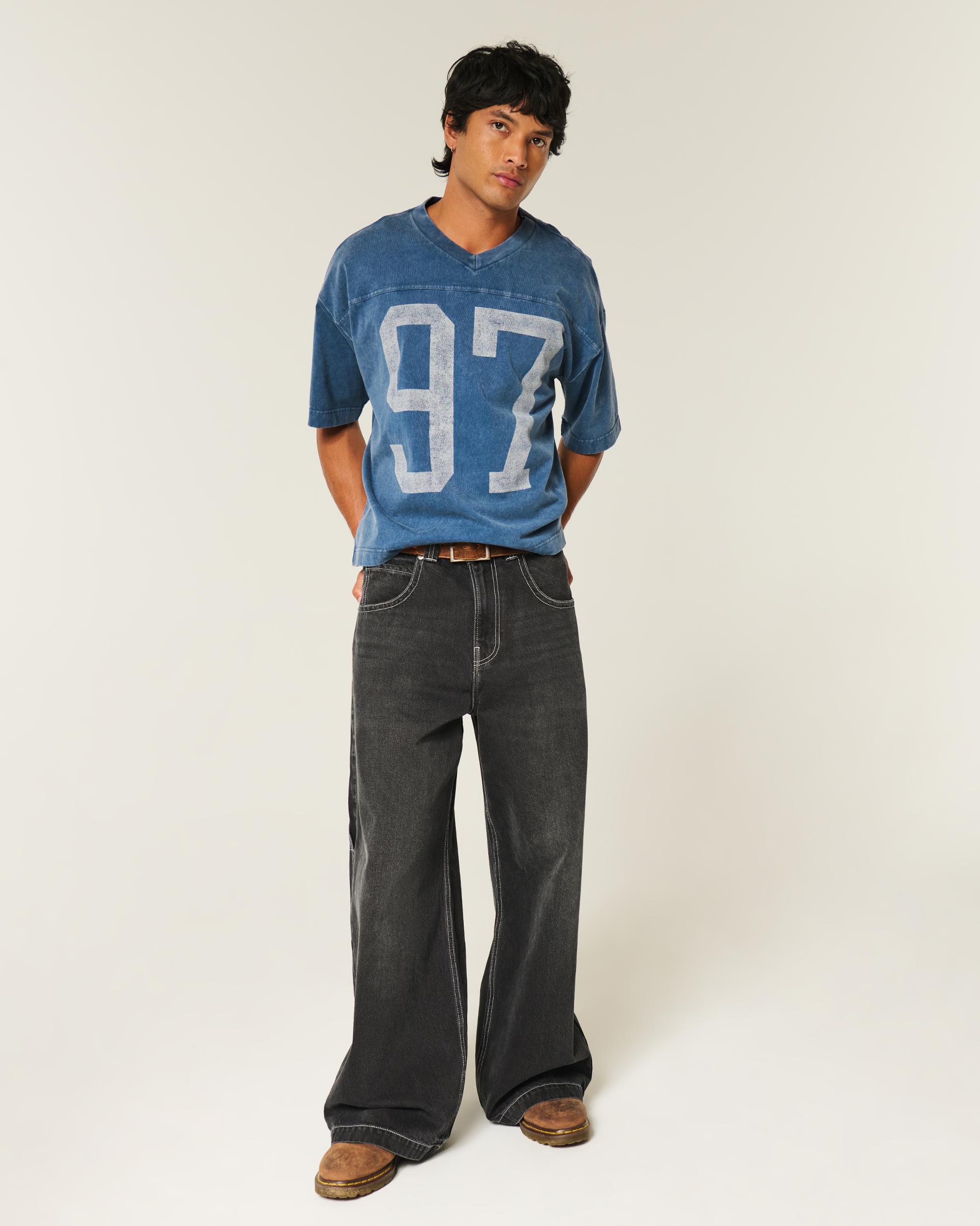 Heavyweight Baggy Crop Varsity Graphic Football Tee Product Image