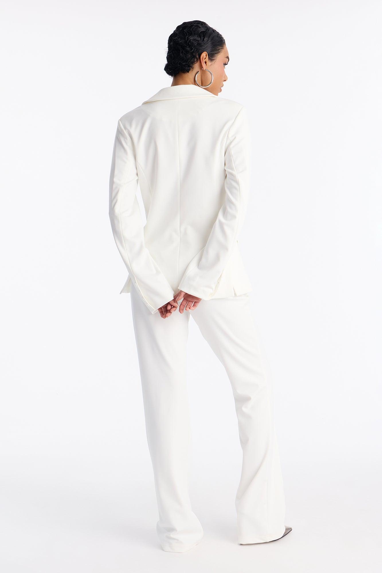Business Per Usual Double Breasted Blazer Pant Set - White Female Product Image