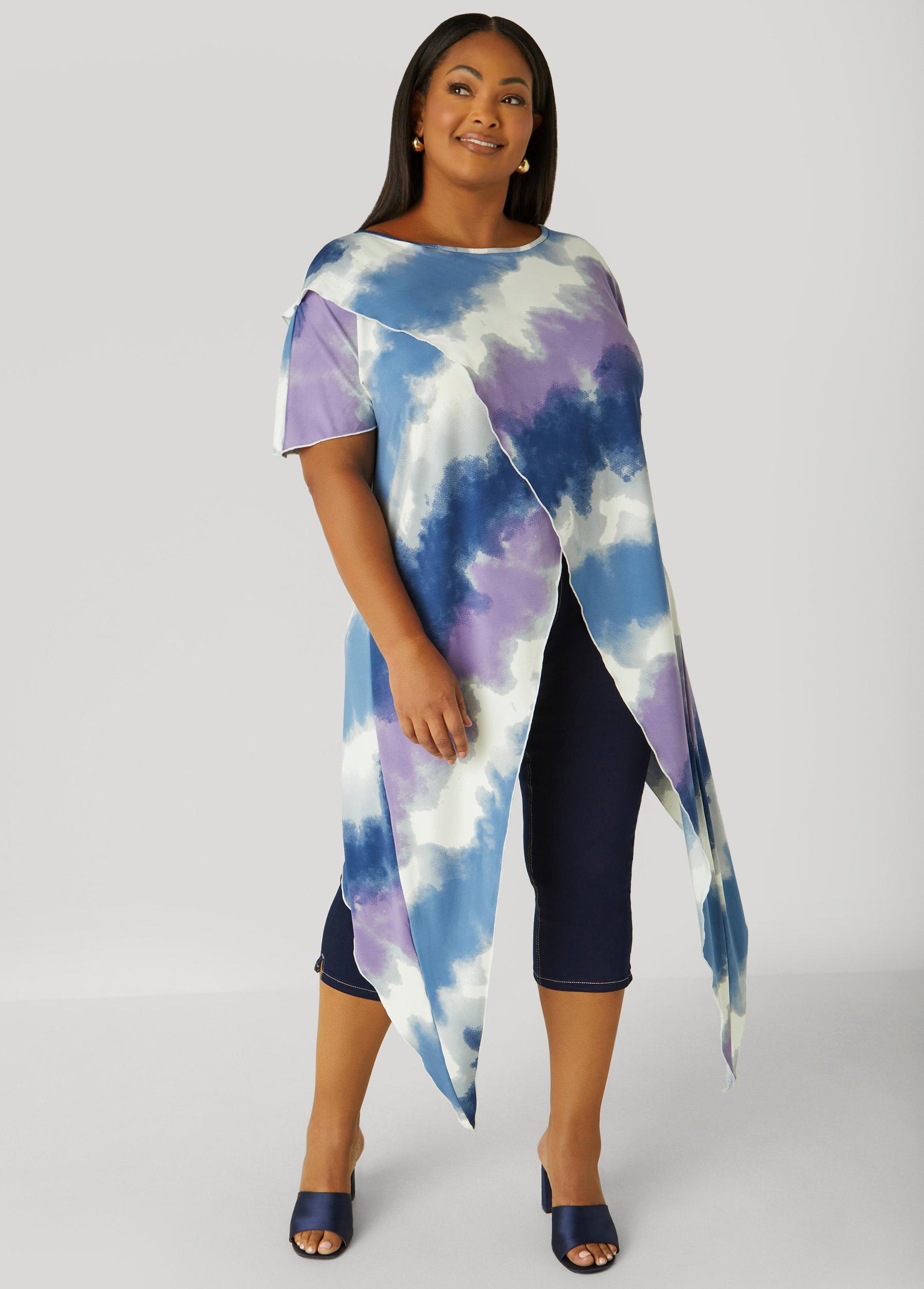 Plus Size Tie Dyed Crisscross Top Ashley Stewart Product Image