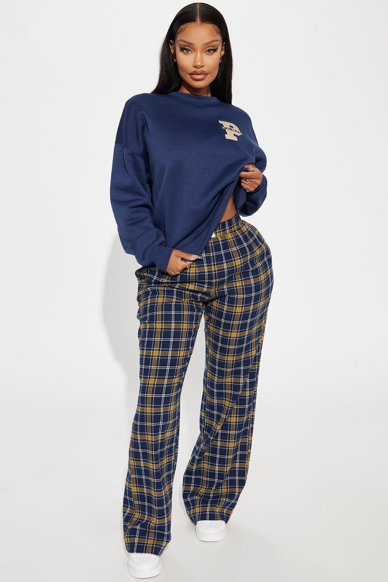 Feeling Casual Plaid Boxer Pant - Navy/combo Product Image