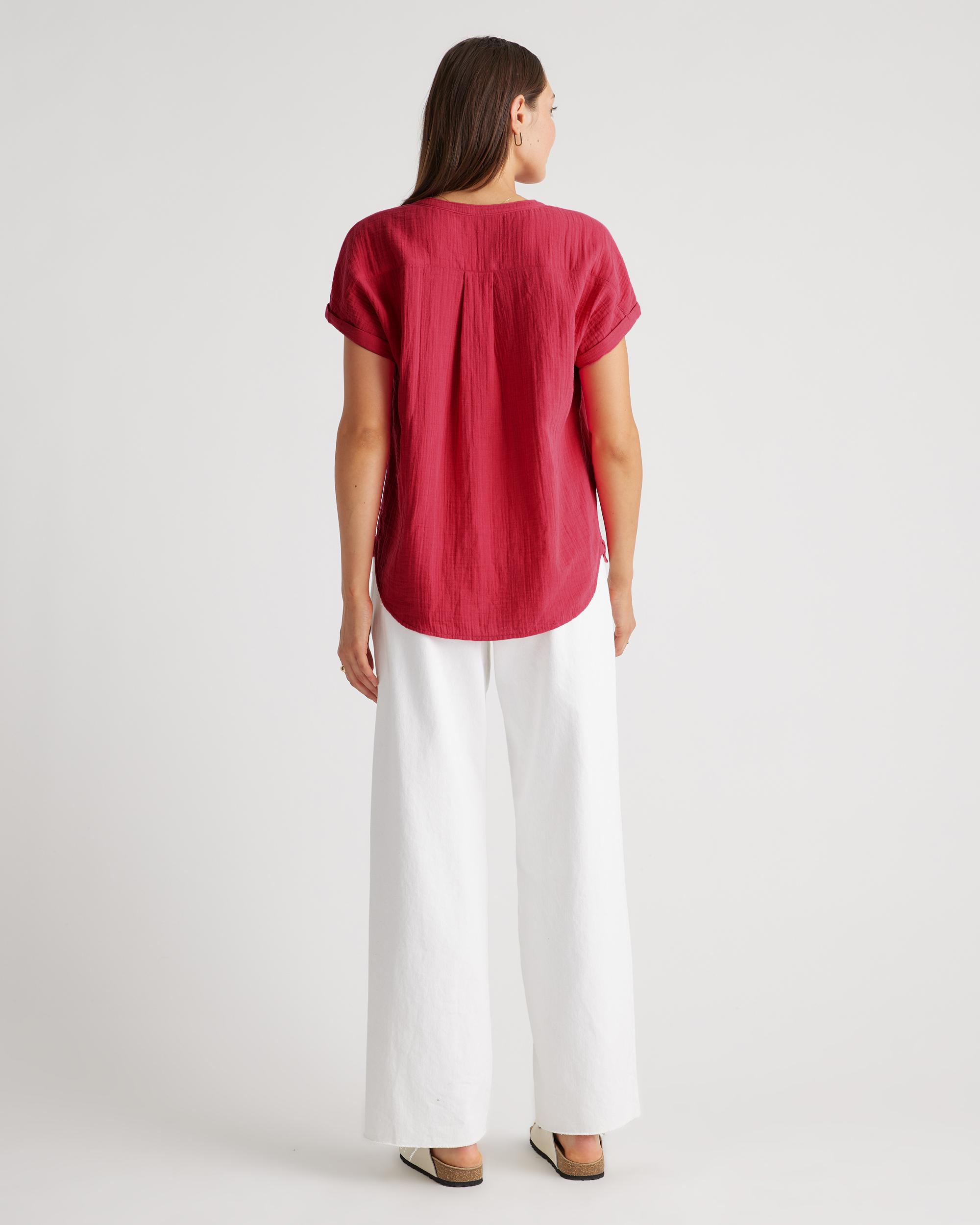 Quince | Women's Gauze Roll Sleeve Shirt Size XS, Organic Cotton Product Image