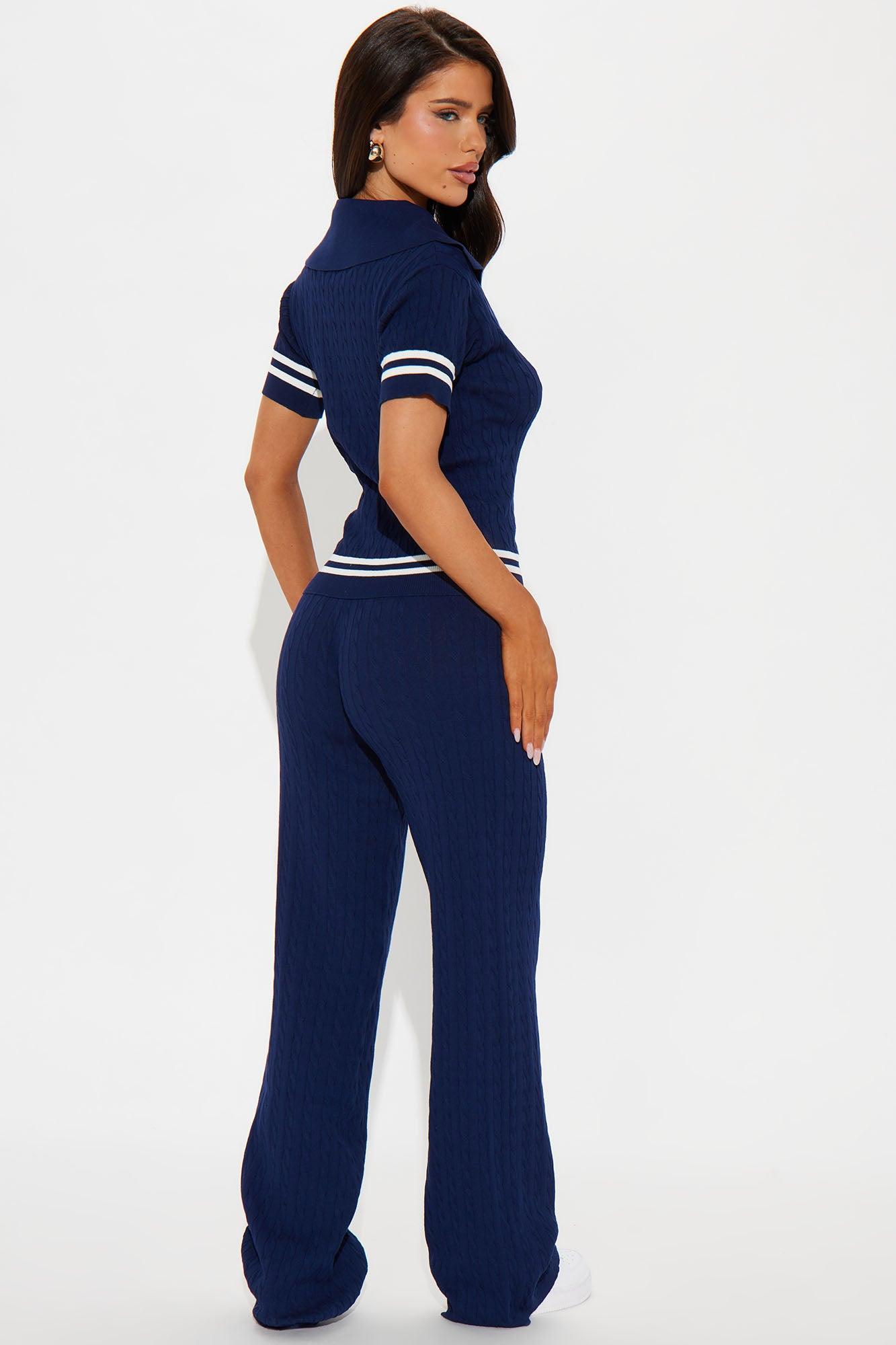By The Books Sweater Pant Set - Navy Product Image