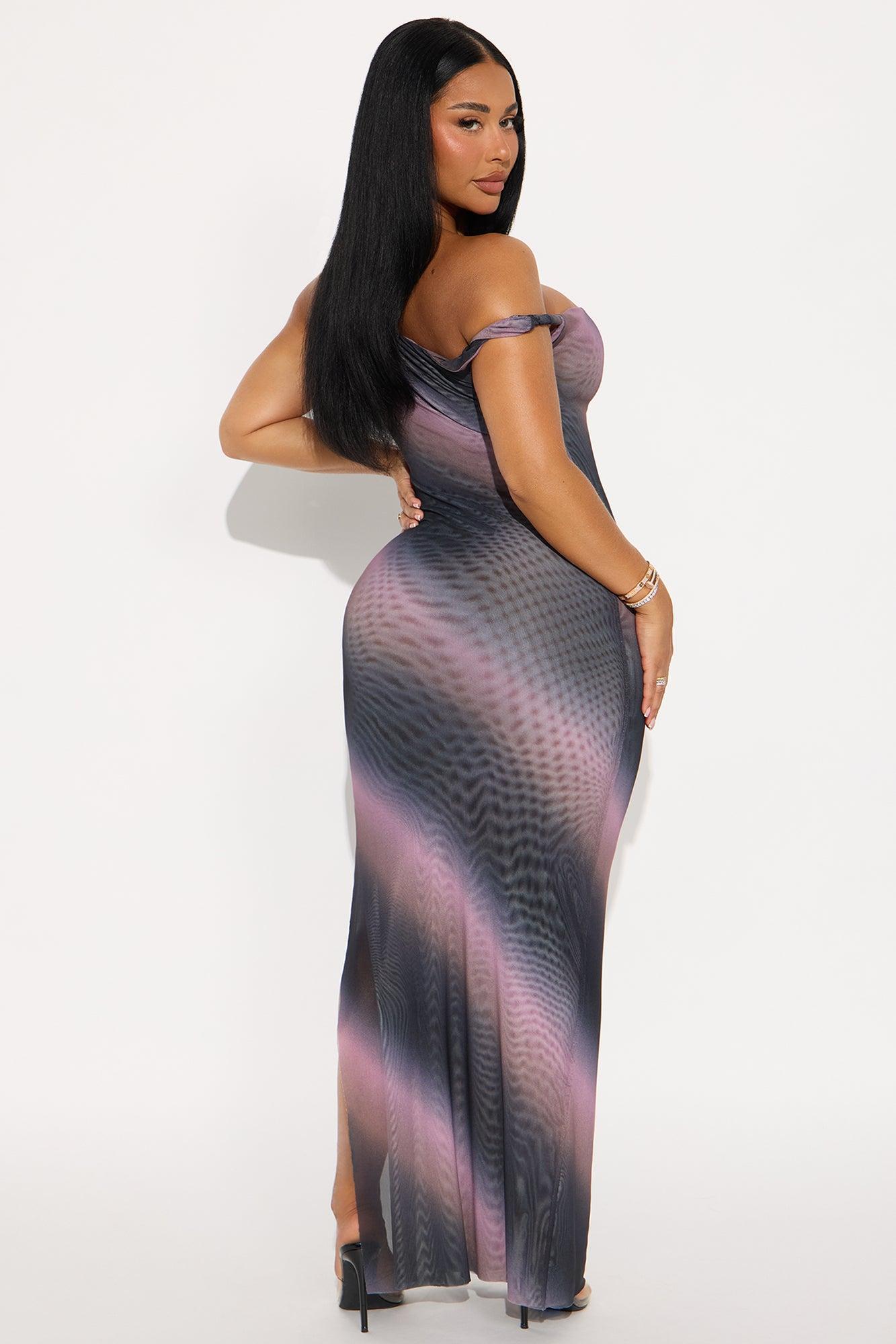 Sybil Mesh Maxi Dress - Purple/combo Female Product Image