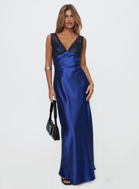 Voila Lace Maxi Dress Navy / Black Product Image