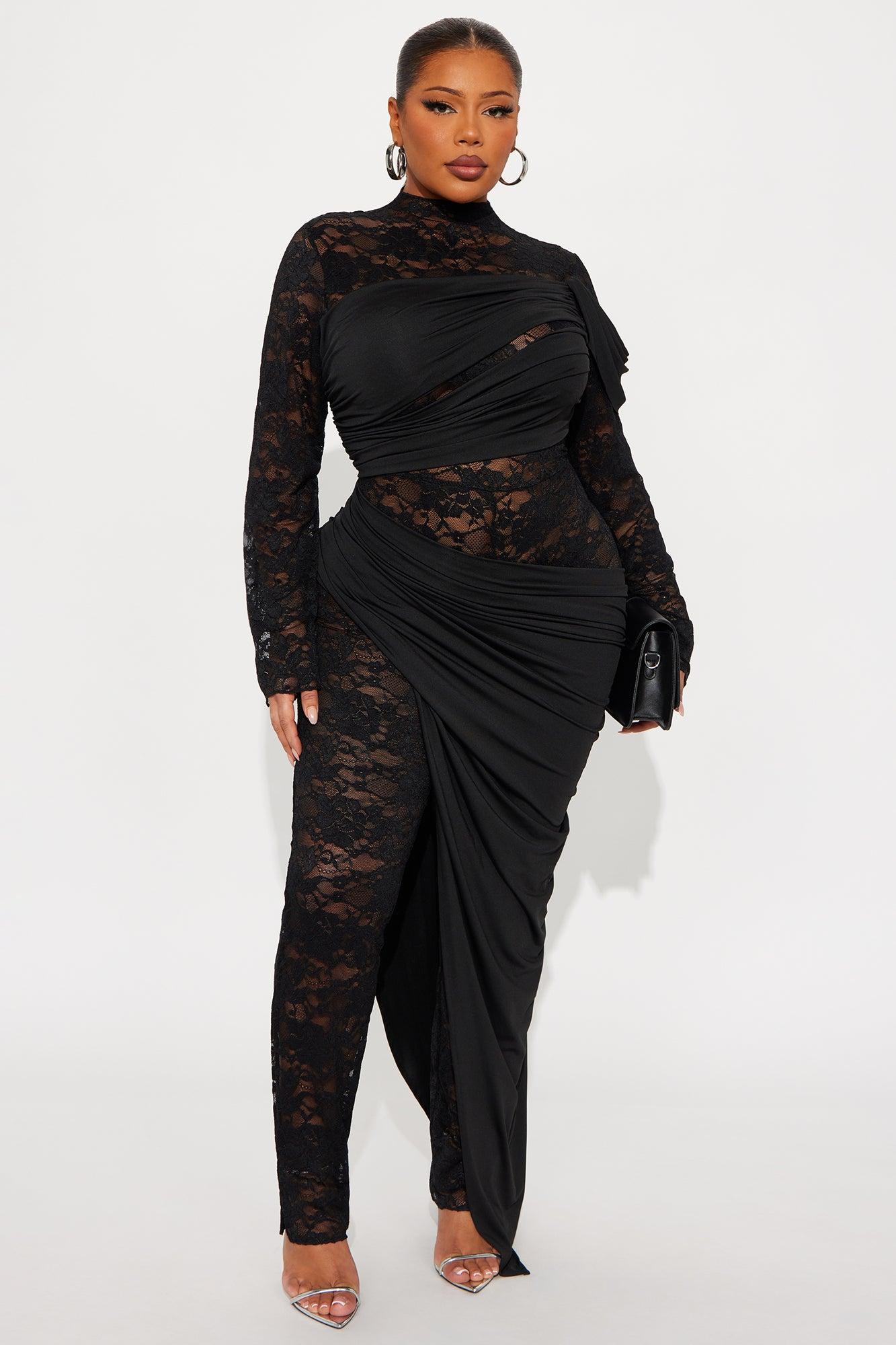 Claudette Lace Long Sleeve Jumpsuit - Black Female Product Image