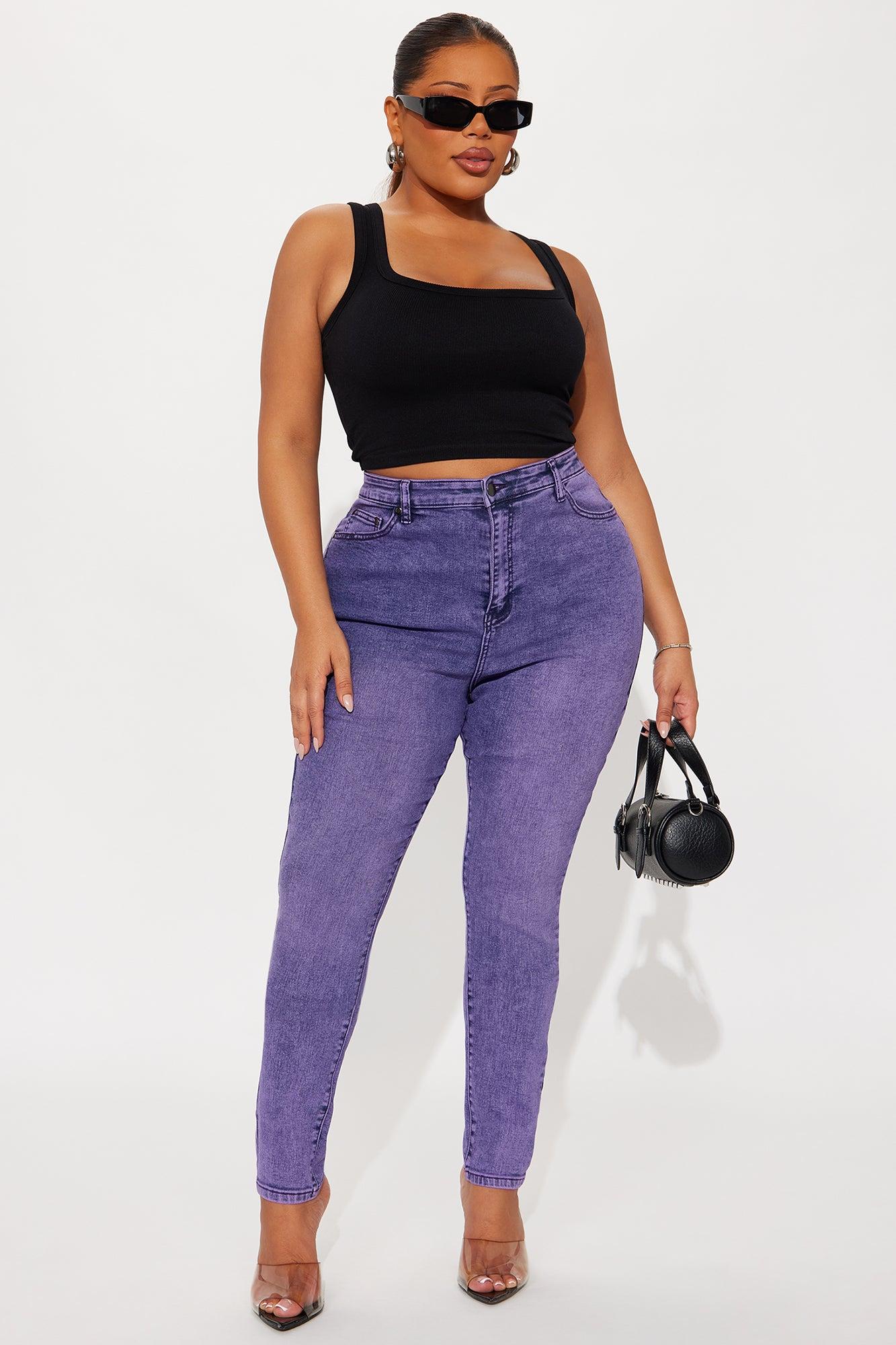 Out The Door High Waist Skinny Jeans - Purple Female Product Image