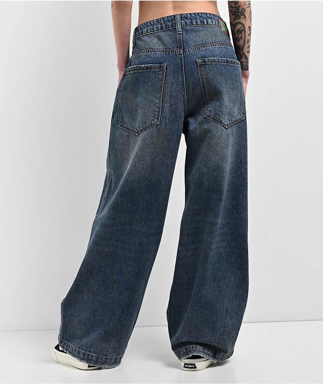 Empyre Boxcar Extent Wide Leg Blue Denim Jeans Product Image