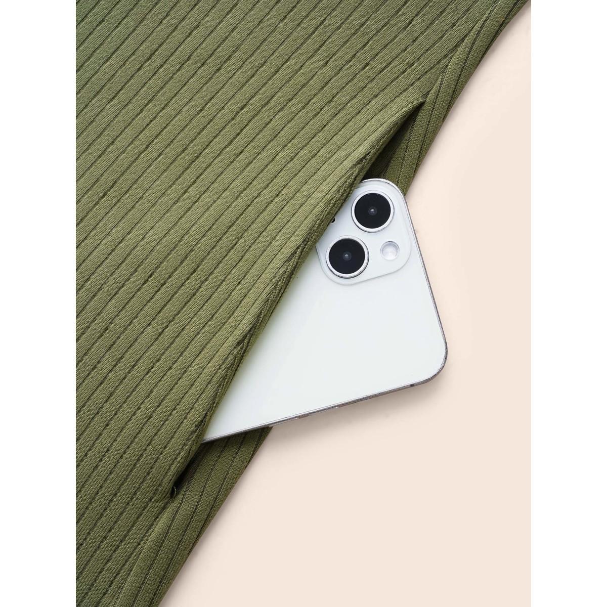 Plus Size ArmyGreen Supersoft Essentials Front Placket Onesie Women Casual Long Sleeve Round Neck Everyday Loose Jumpsuits BloomChic 14-16/1X Product Image