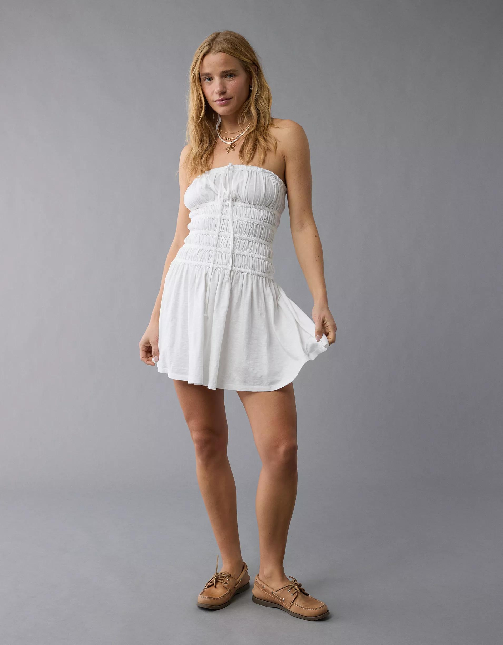 AE Sunchaser Knit Strapless Smocked Bodice Mini Dress Product Image