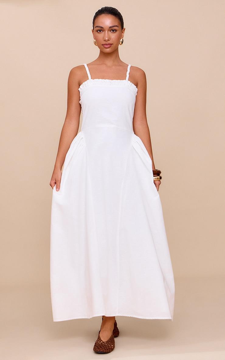 White Braided V Waist Midaxi Dress Product Image