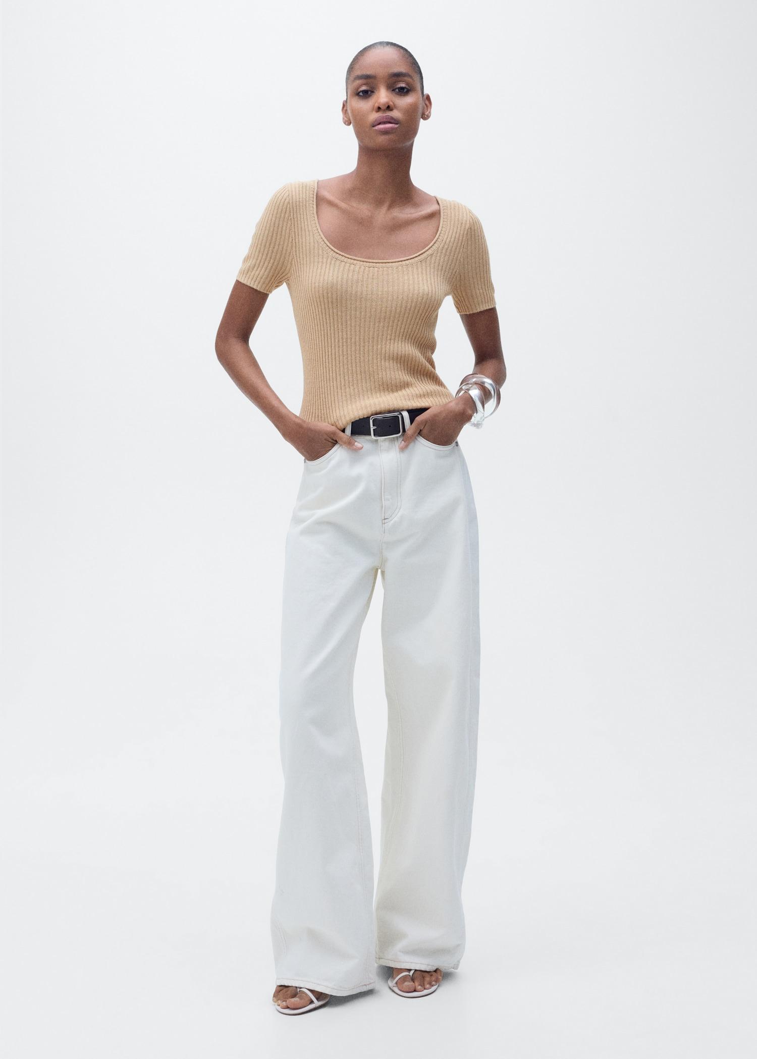 Linen-blend knitted sweater - Women | MANGO USA Product Image