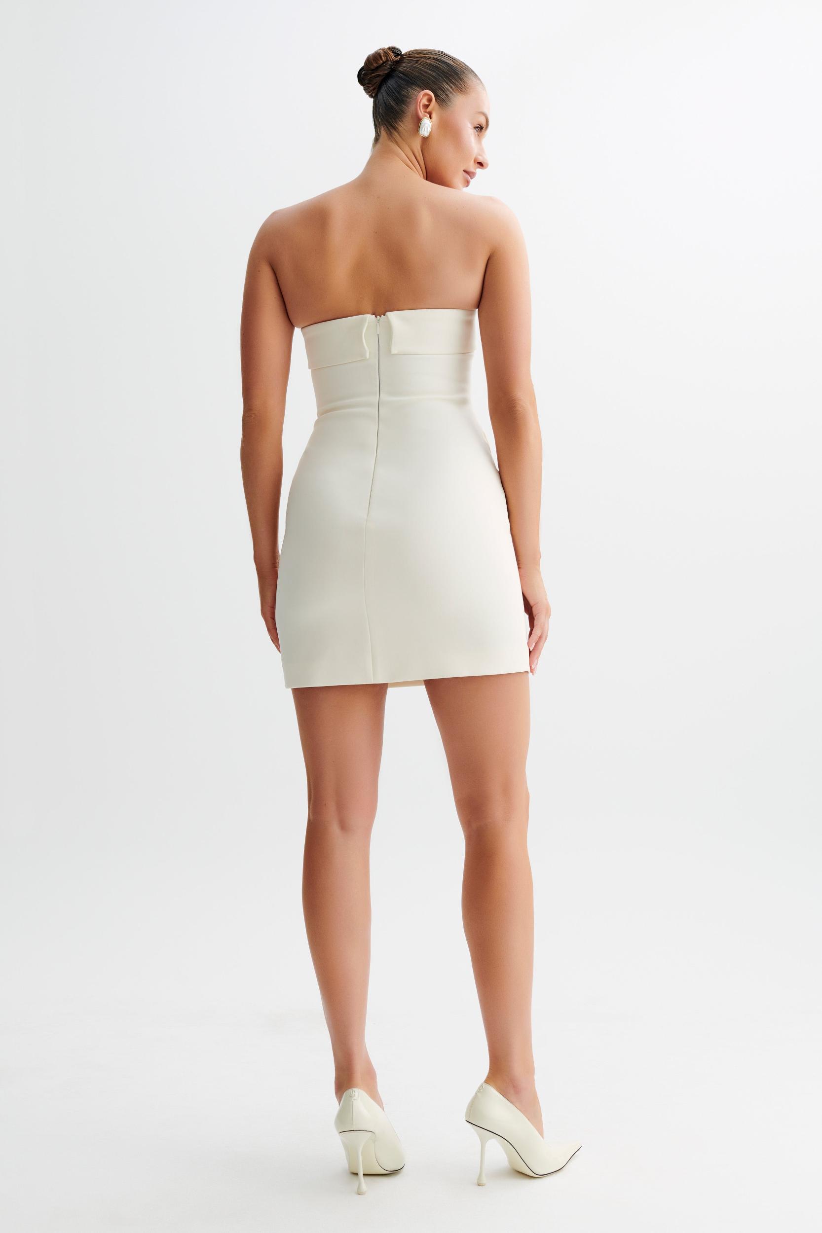 Abbie Strapless Suiting Mini Dress - Ivory Product Image