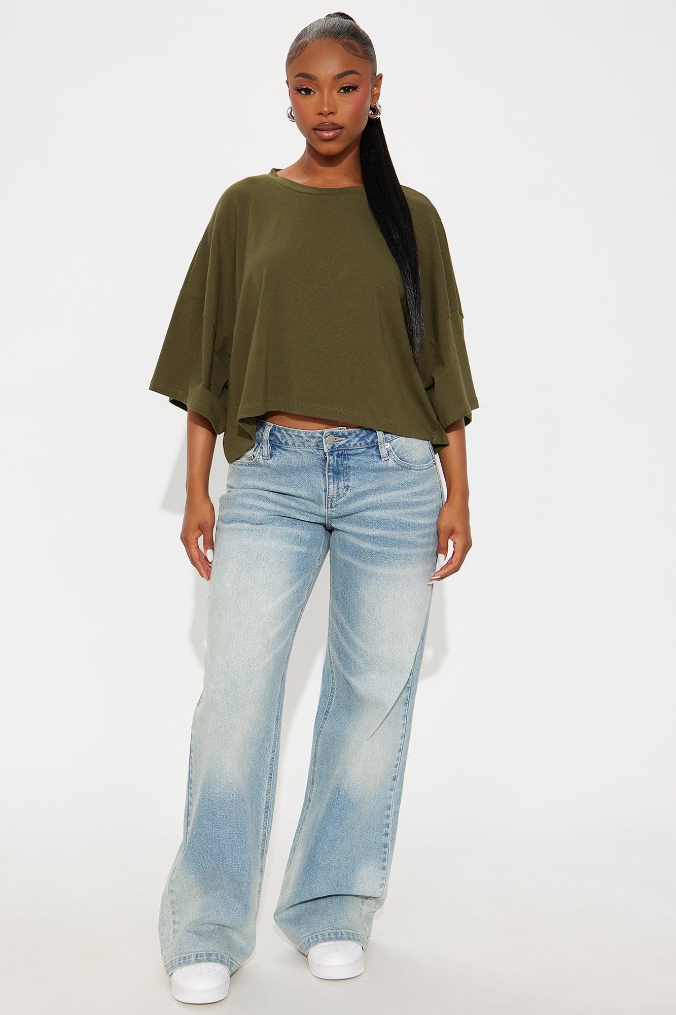 Blakely Boxy Wide Fit Short Sleeve Tshirt - Olive Female Product Image