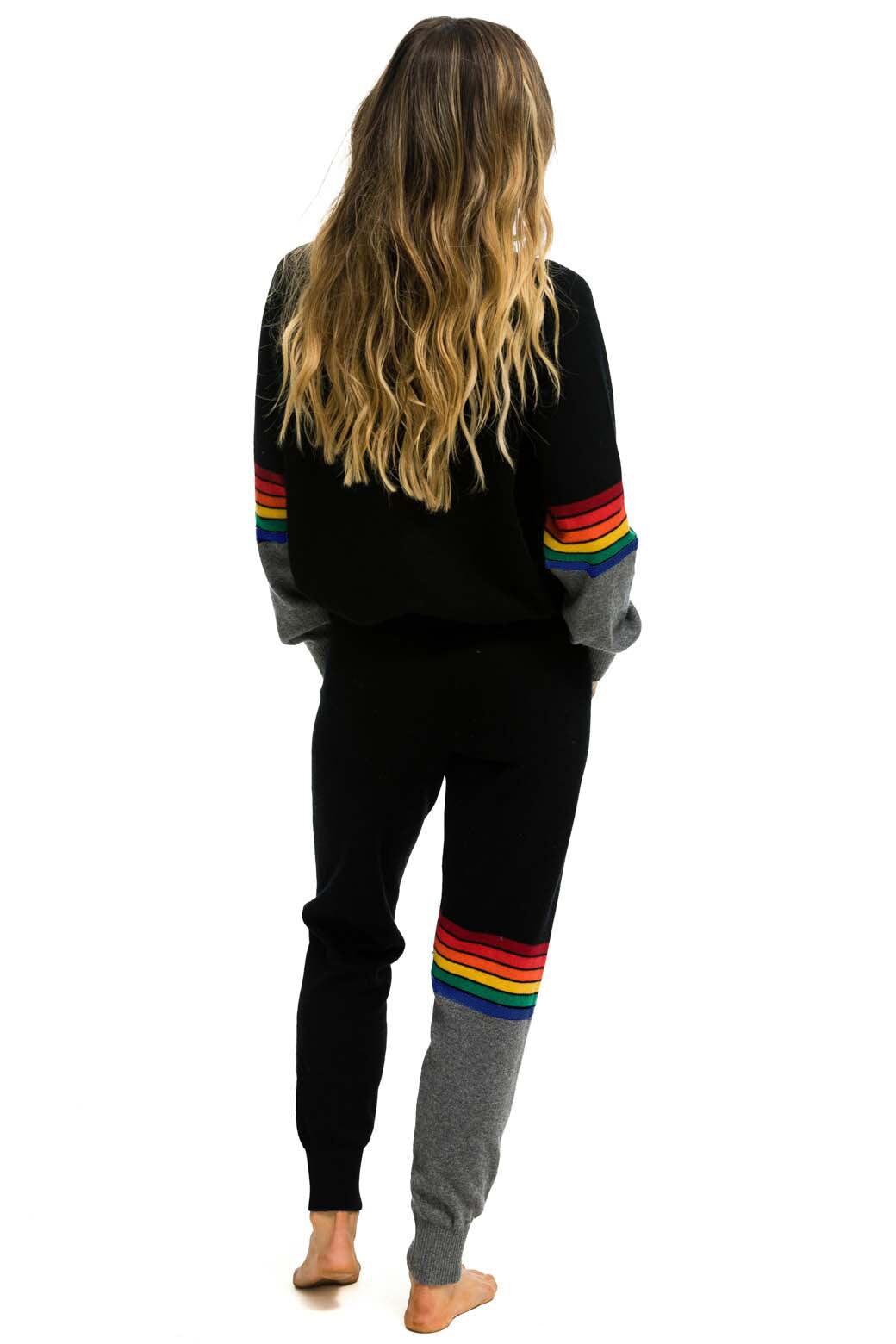 RAINBOW STRIPE CASHMERE LIGHT SWEATER PANT	- BLACK // CHARCOAL Product Image
