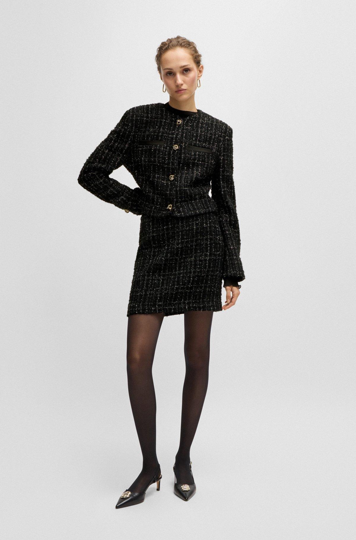 Collarless jacket in sparkle-effect tweed Product Image