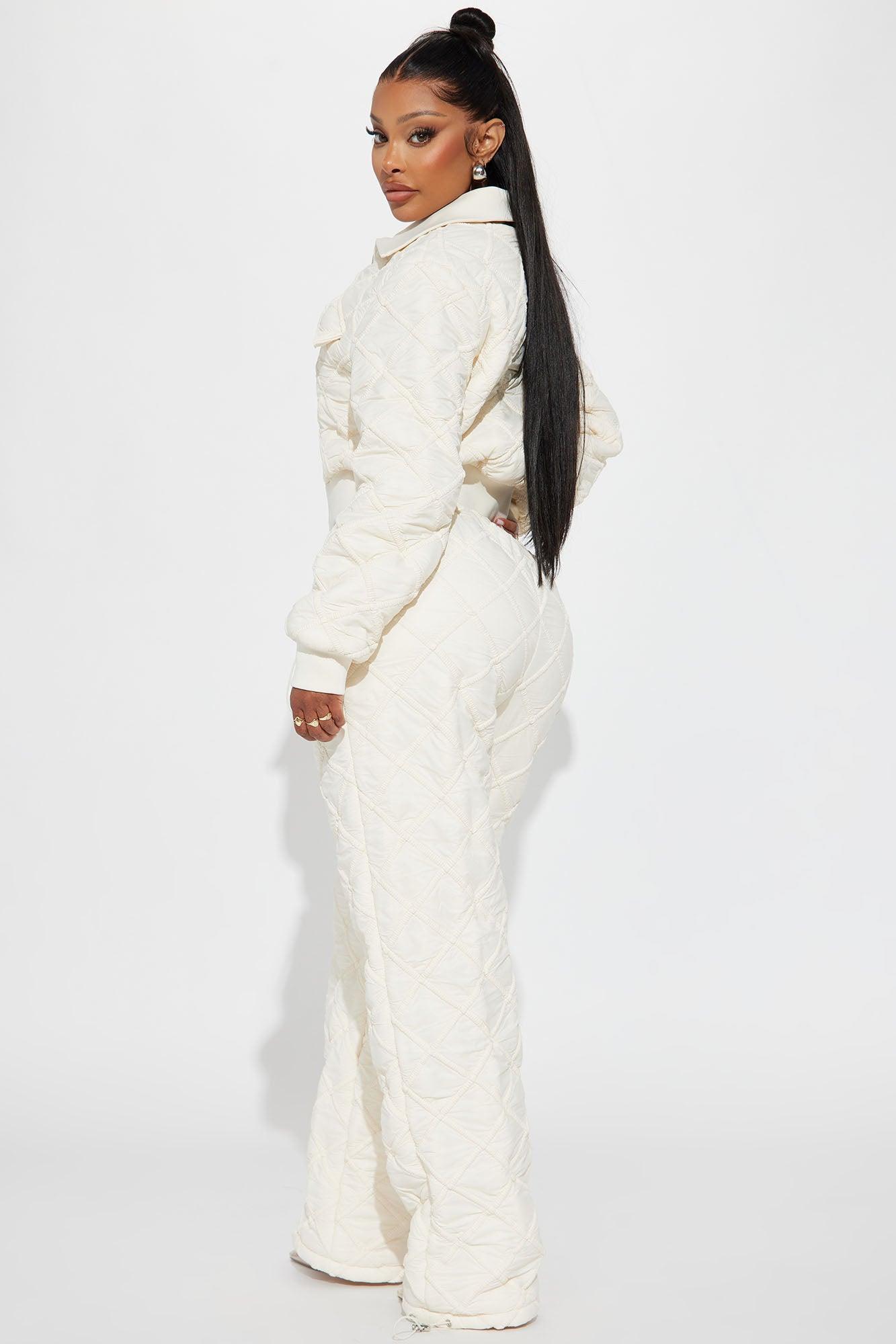 Paige Quilted Puffer Pant Set - Cream Product Image