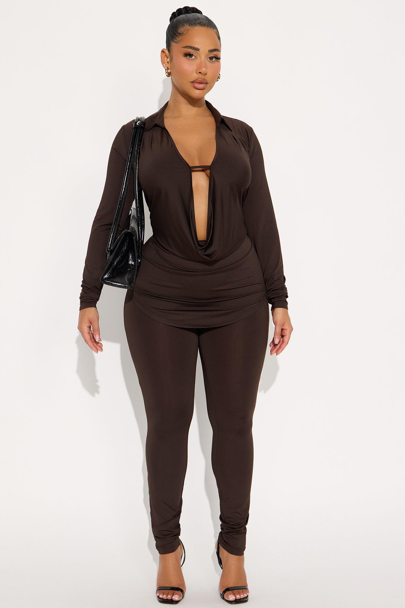 Monique Cowl Neck Legging Set - Chocolate Female Product Image