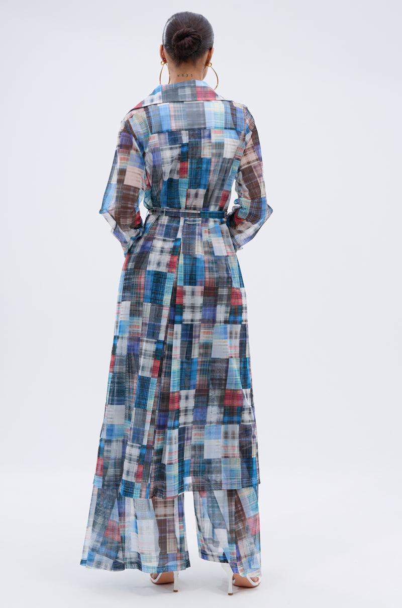 LIVING THE LIFE PLAID MESH TRENCH Product Image