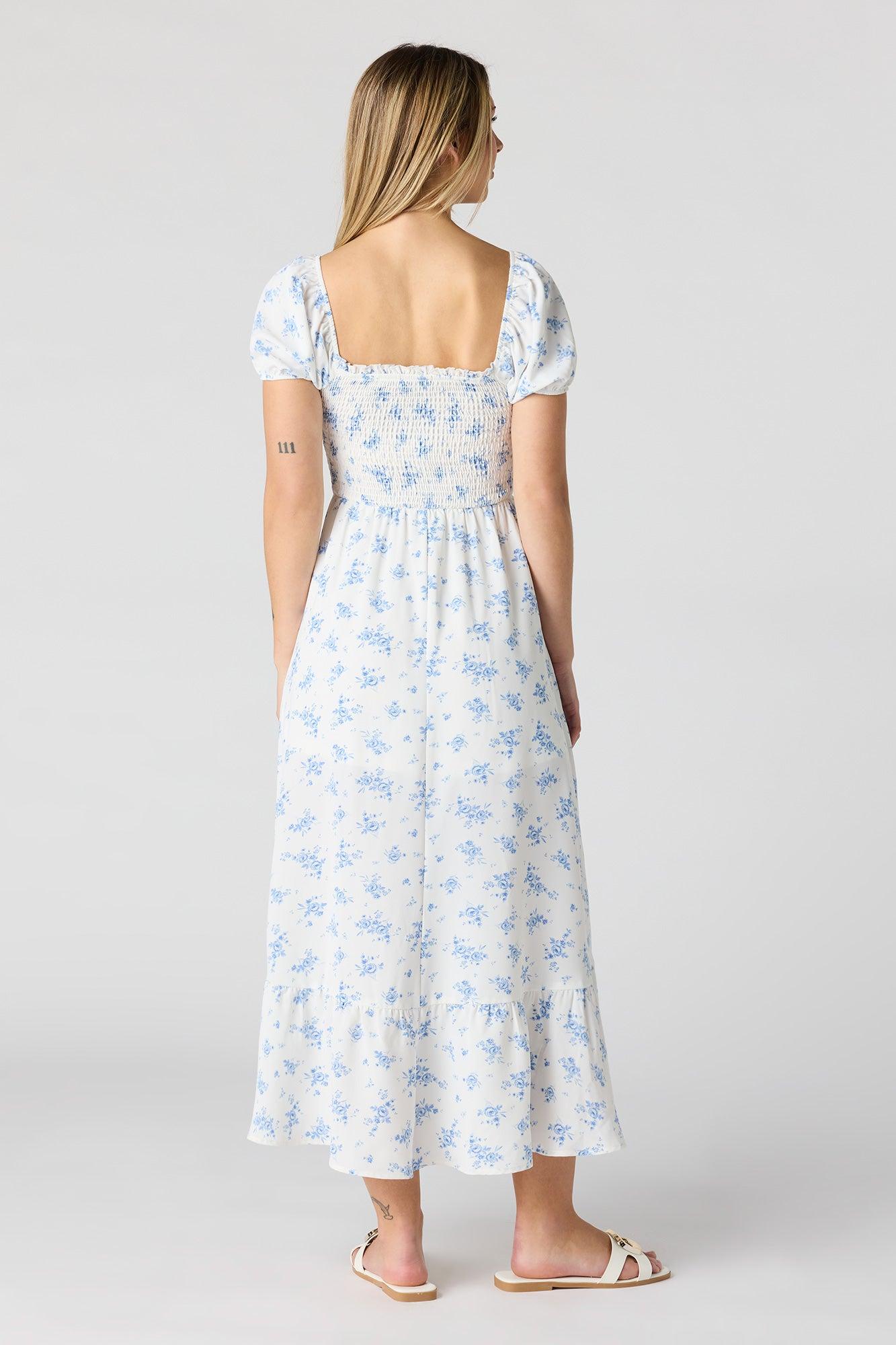 Floral Print Smocked High-Low Dress Female Product Image