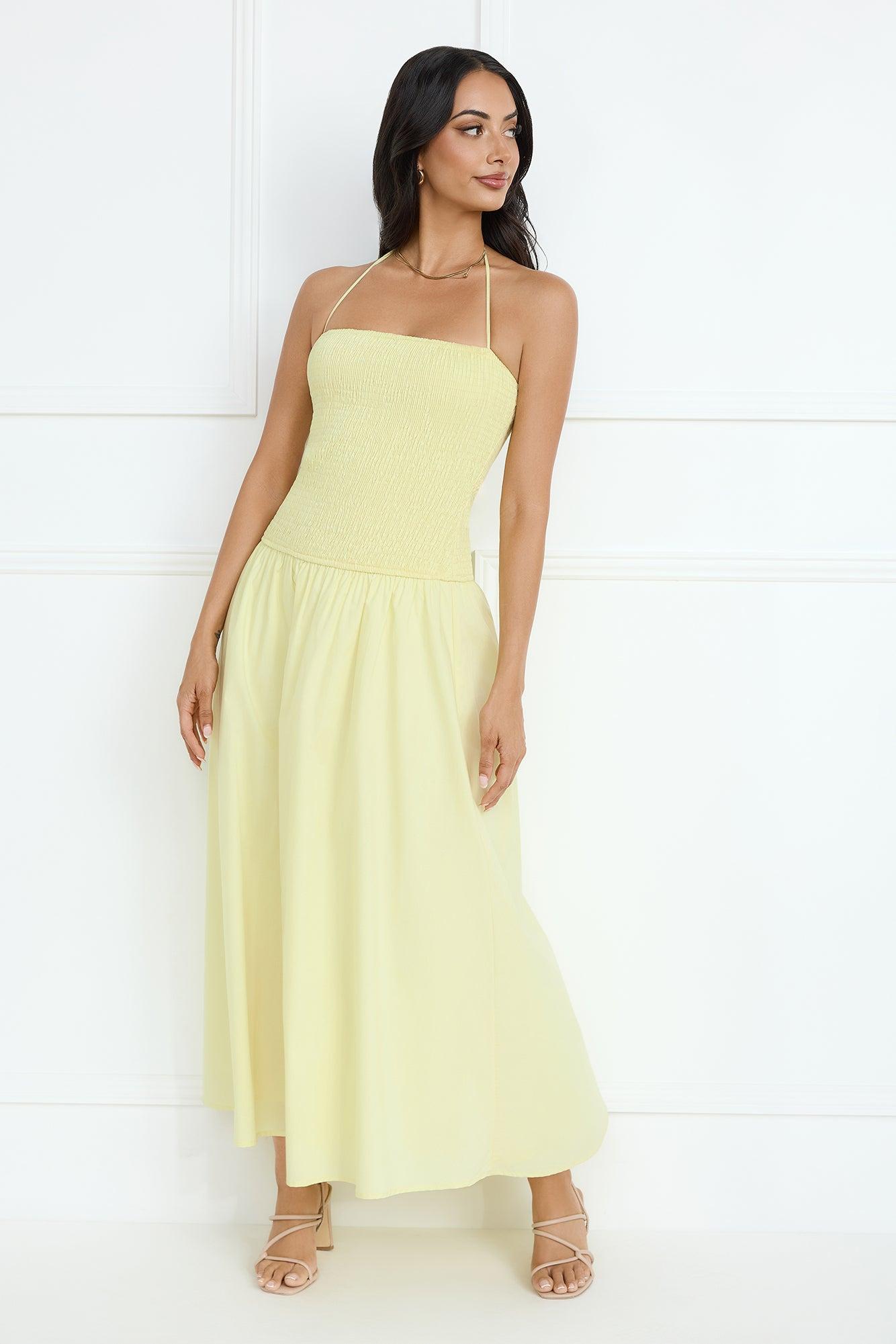 Unmatched Energy Halter Maxi Dress Yellow Product Image