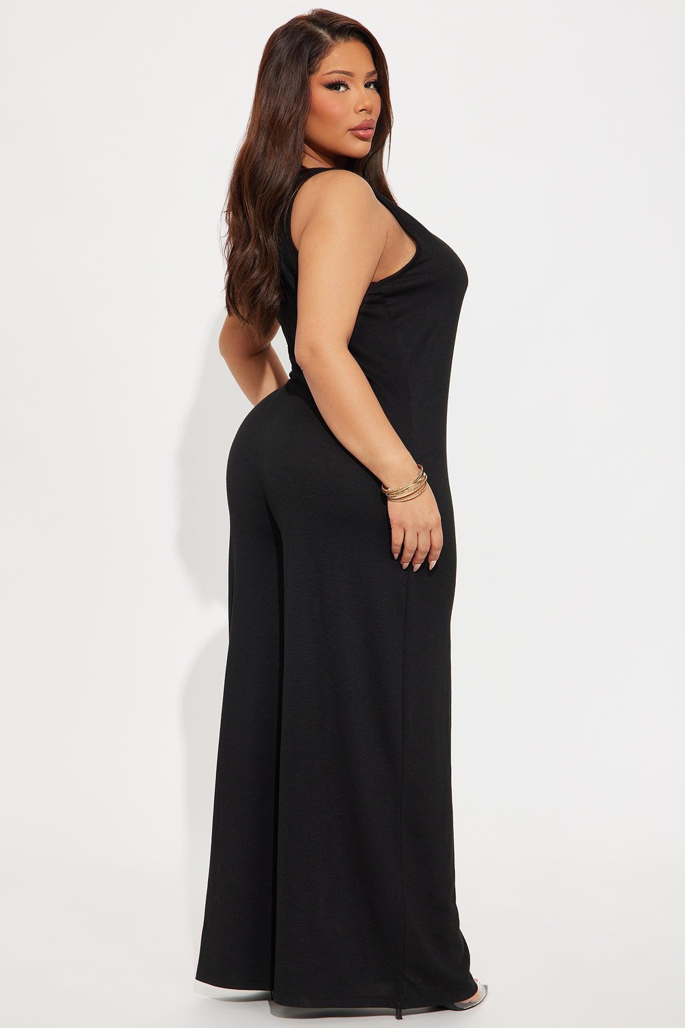 Making My Way Ribbed Jumpsuit - Black Product Image