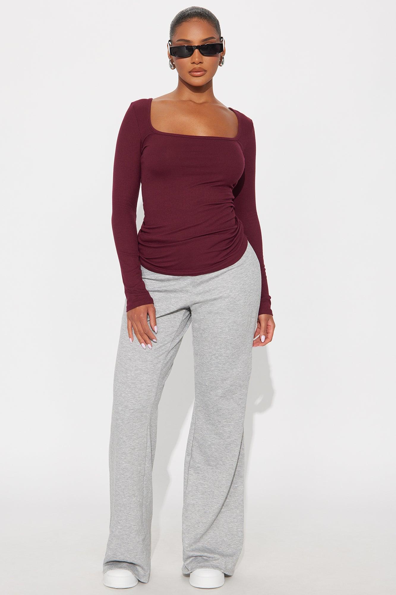 Issa Ribbed Top - Burgundy Female Product Image