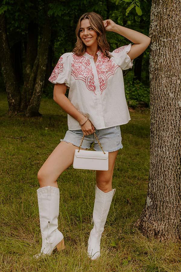 Myrtle Beach Brunch Embroidered Top in Pink Product Image