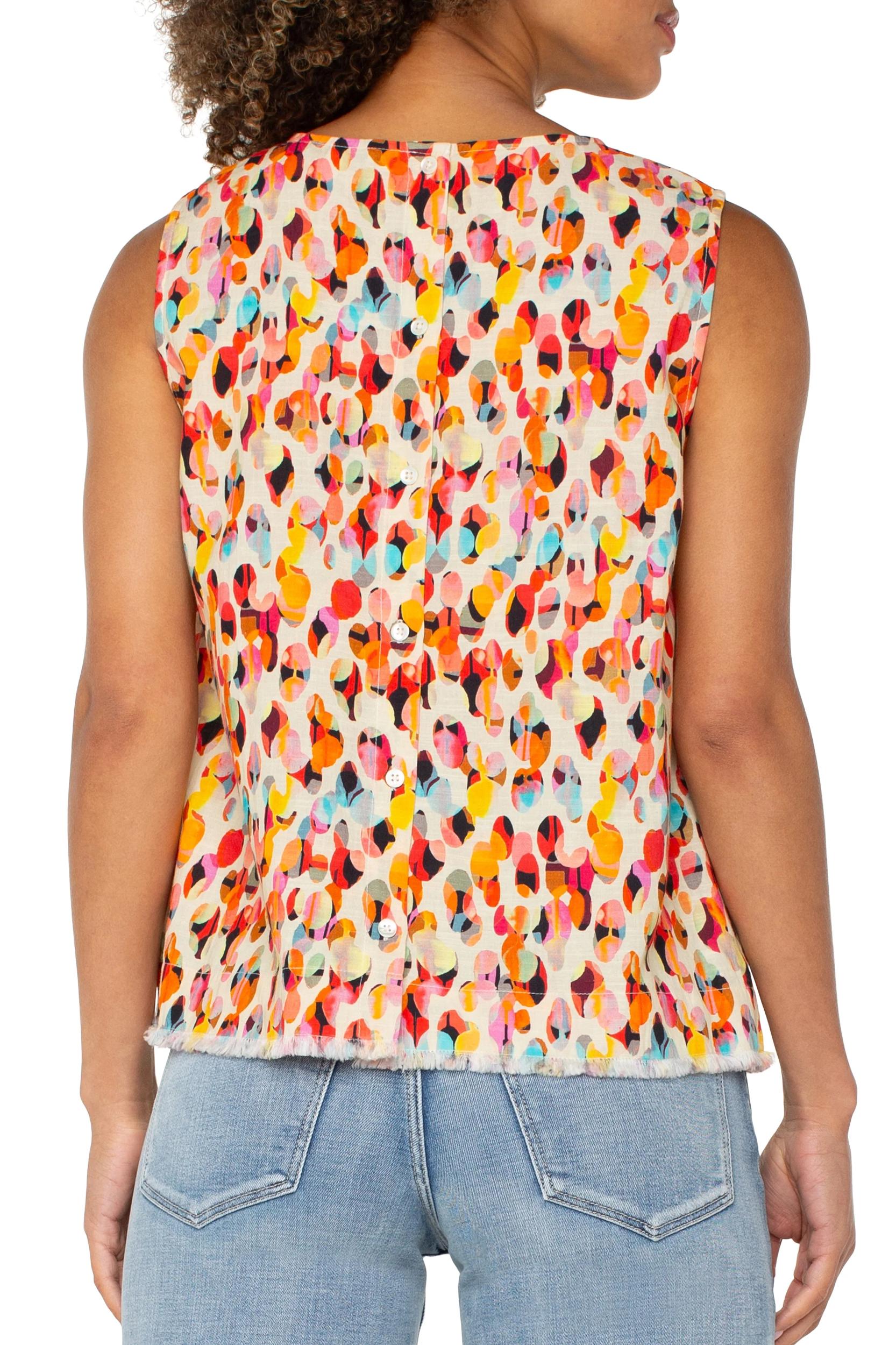 Sleeveless Woven Top With Button Back Product Image