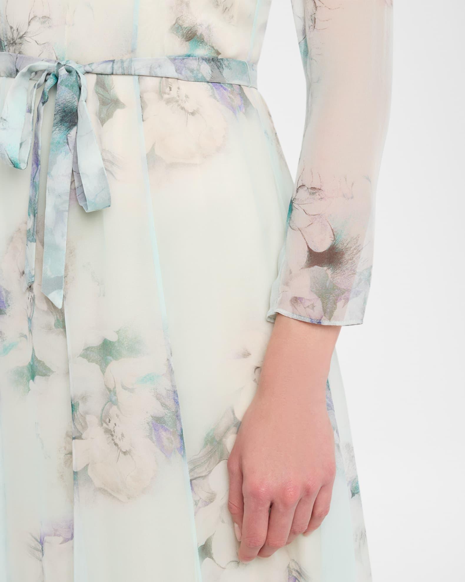 Floral-Print Chiffon Long-Sleeve Maxi Dress Product Image