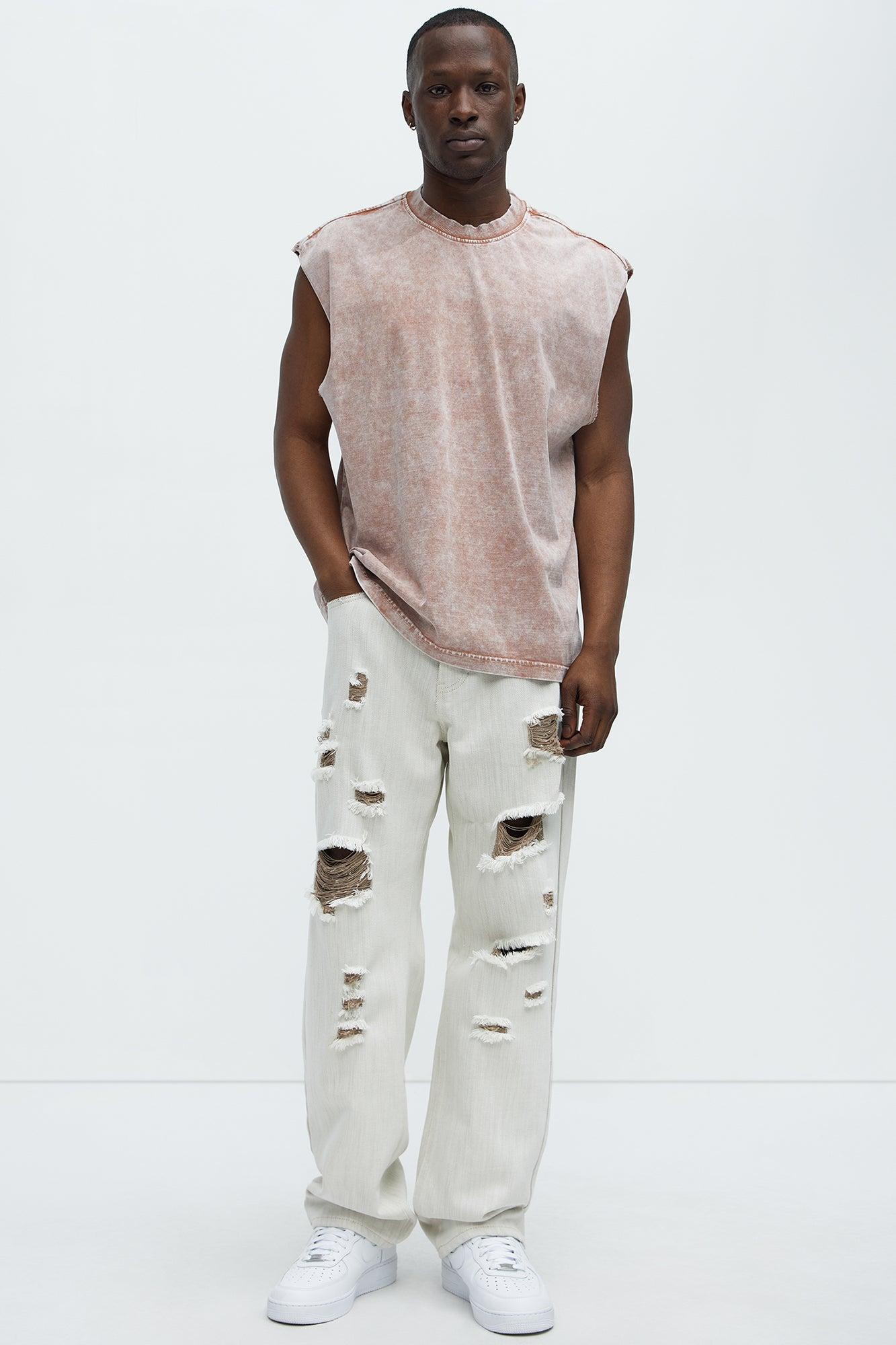 Relaxed Vintage Wash Heavyweight Muscle Tee - Mauve Product Image