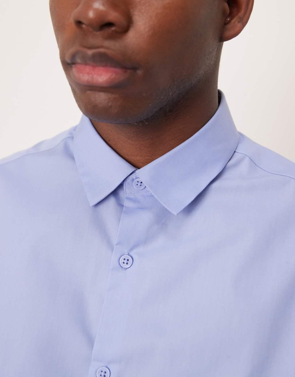 ASOS DESIGN formal easy iron regular shirt in blue Product Image