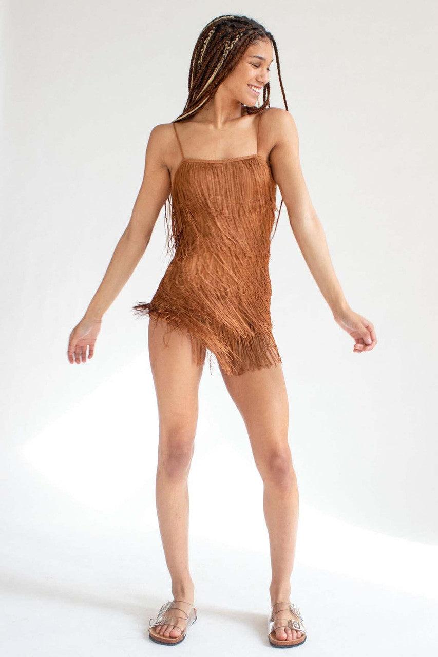 Copper Fringe Romper Product Image