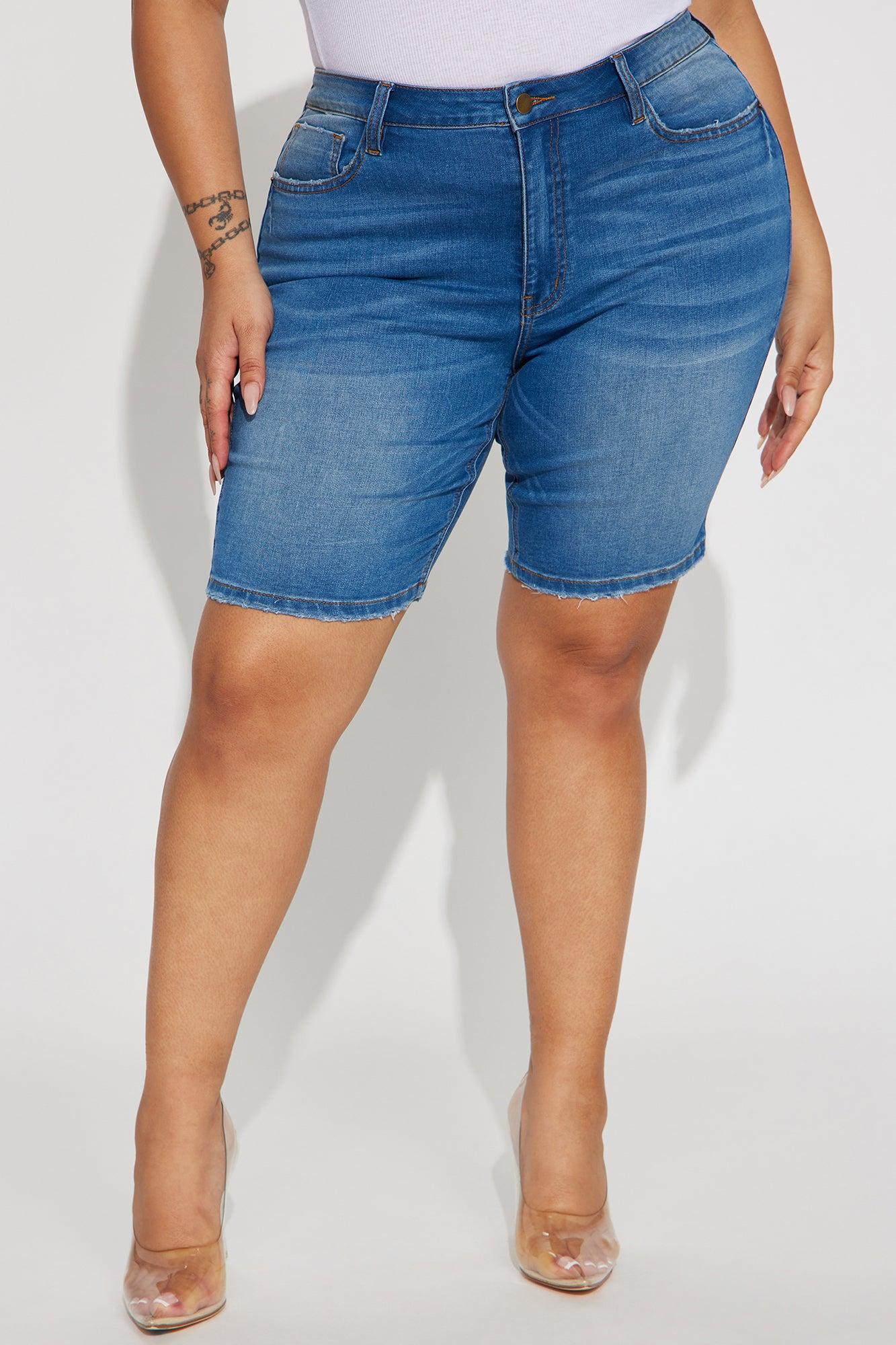 On The List Deluxe Stretch Bermuda Shorts - Medium Wash Product Image