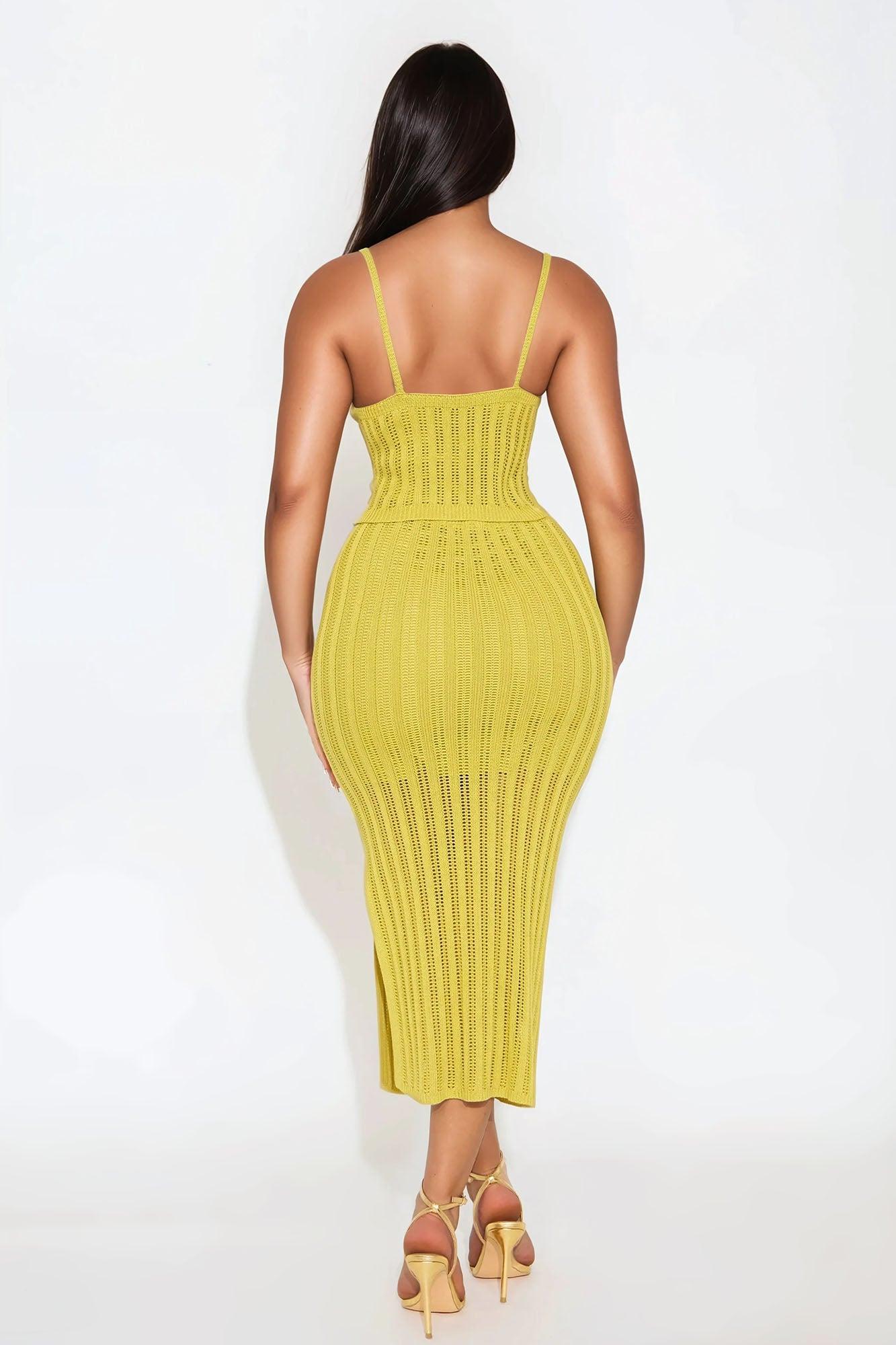 Sadie Crochet Midi Skirt Set - Chartreuse Product Image