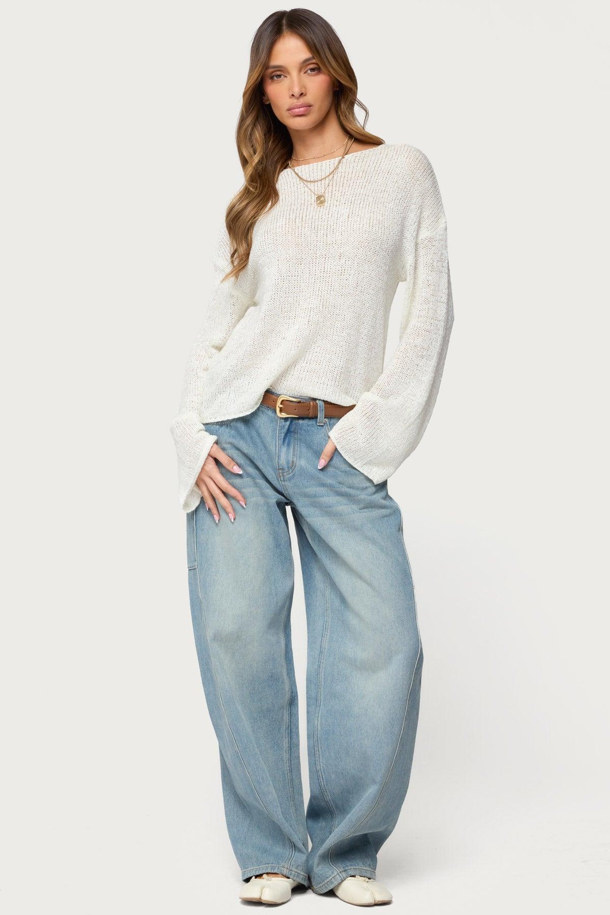 Drop Shoulder Light Knit Sweater Product Image