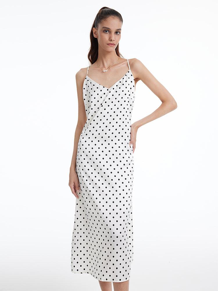 Polka Dots Spaghetti Strap Slip Maxi Dress Product Image