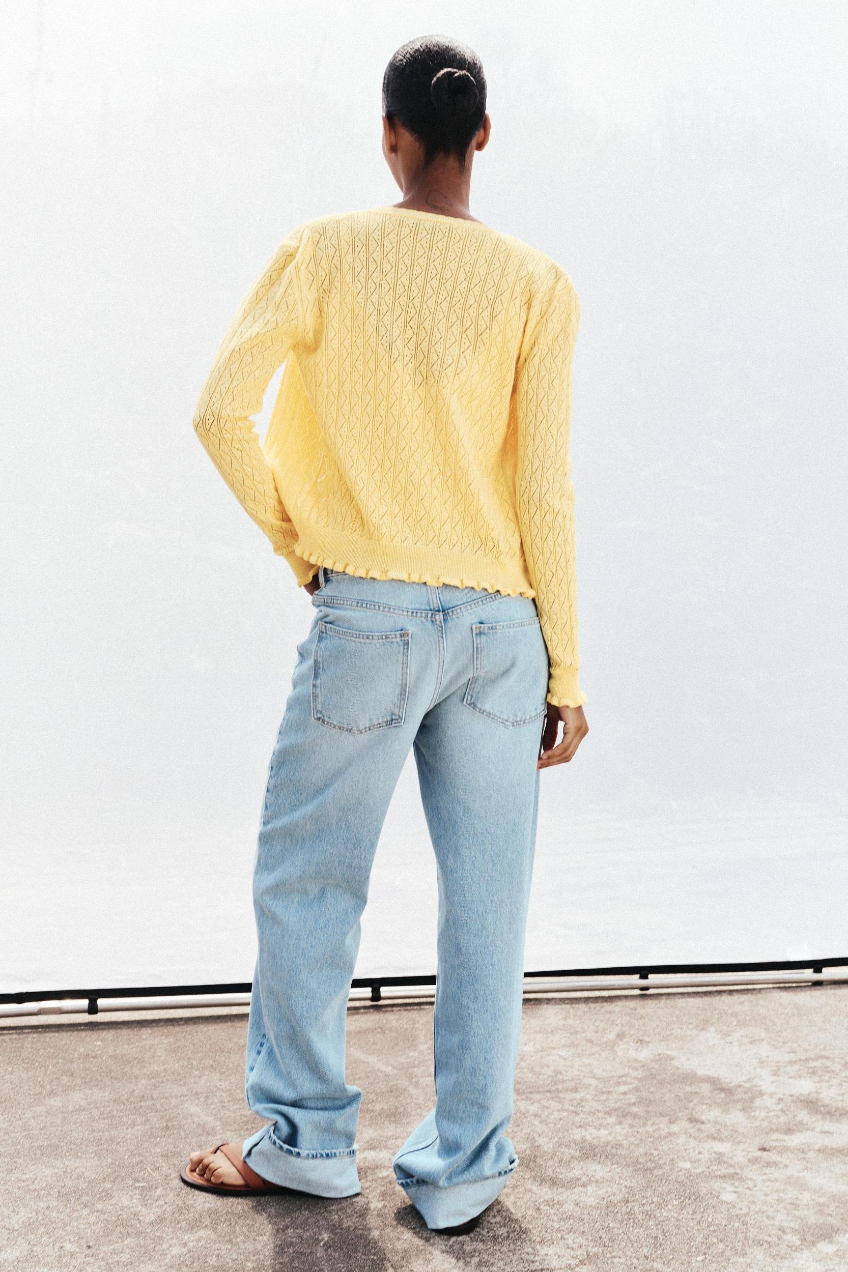 POINTELLE RUFFLED CARDIGAN Product Image