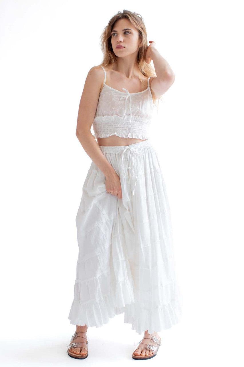 White Floral Eyelet Milkmaid Top Product Image