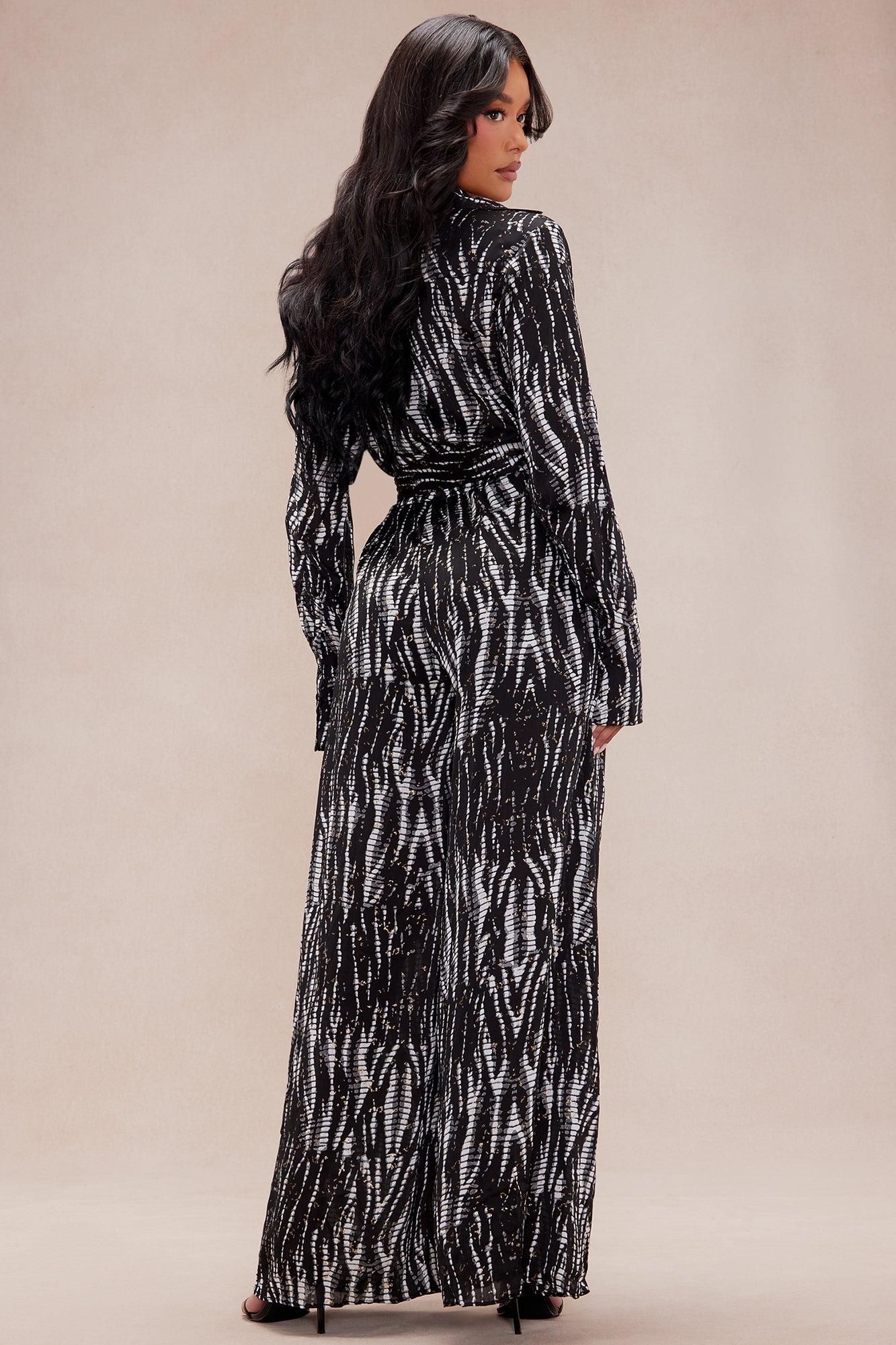 Sharlene Wide Leg Jumpsuit - Black/combo Product Image