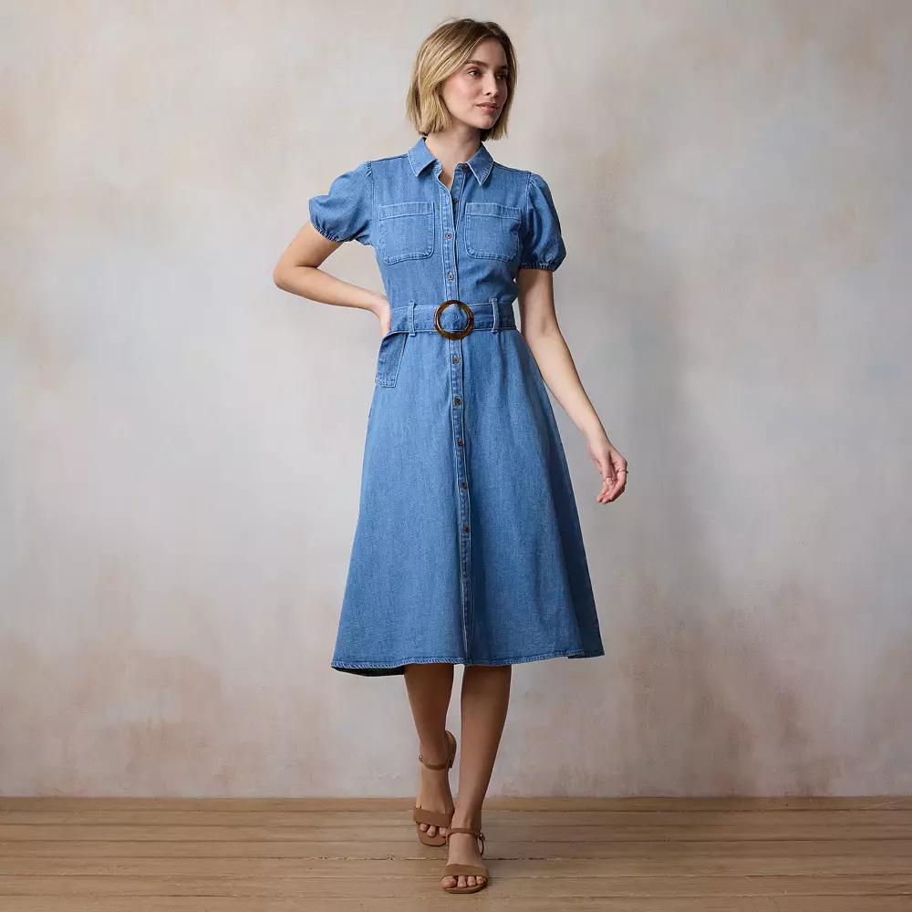 Women's LC Lauren Conrad Utility Denim Midi Dress, Size: Small, Anita Blue Product Image
