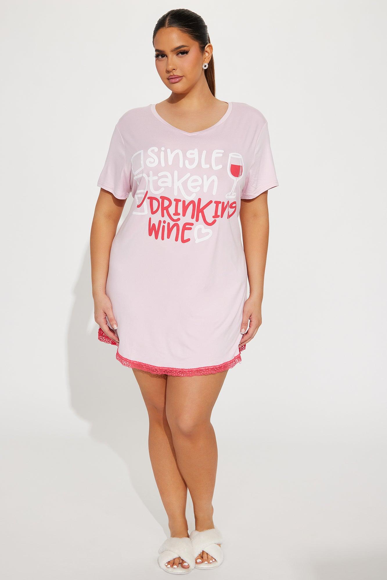 I Choose Wine PJ Sleep Shirt - Pink Product Image