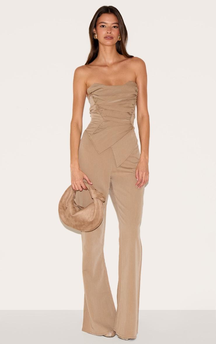 Taupe Ruch Pointed Corset Bandeau Jumpsuit Product Image